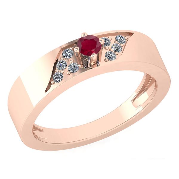 Certified 0.19 Ctw Ruby And Diamond 18K Rose Gold Halo