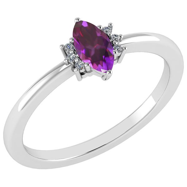 Certified 0.68 Ctw Amethyst And Diamond VS/SI1 Ring 14K