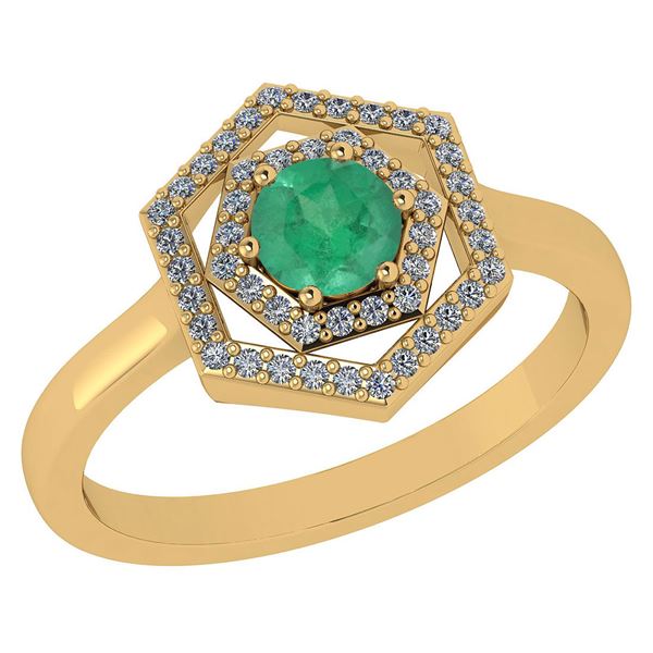 Certified 0.69 Ctw Emerald And Diamond 14k Yellow Gold