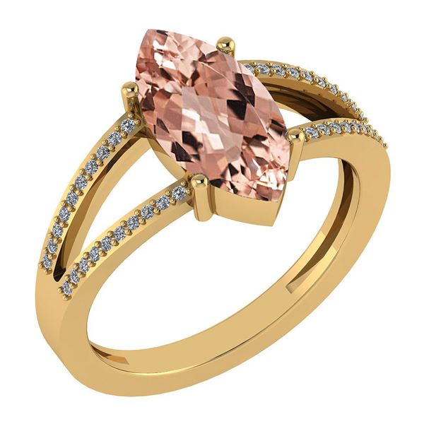 Certified 2.20 Ctw Morganite And Diamond VS/SI1 Ring 14