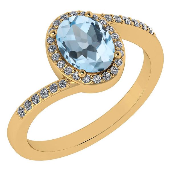 Certified 1.44 Ctw Aquamarine And Diamond 14k Yellow Go