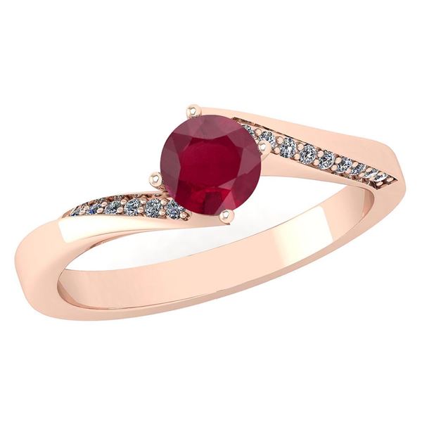 Certified 1.09 Ctw Ruby And Diamond 14K Rose Gold Halo