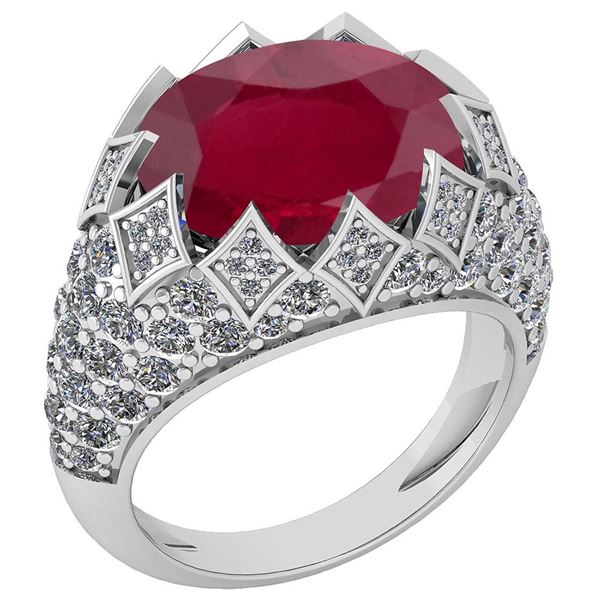 Certified 7.81 Ctw Ruby And Diamond VS/SI1 Unique Engag