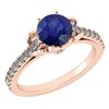 Image 1 : Certified 1.58 Ctw Blue Sapphire And Diamond 14k Rose G