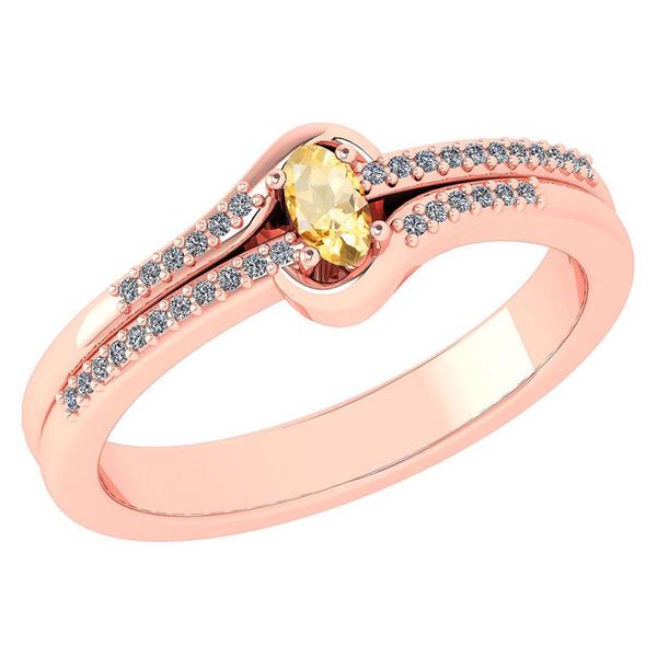 Certified 0.29 Ctw Citrine And Diamond 14k Rose Gold Ha