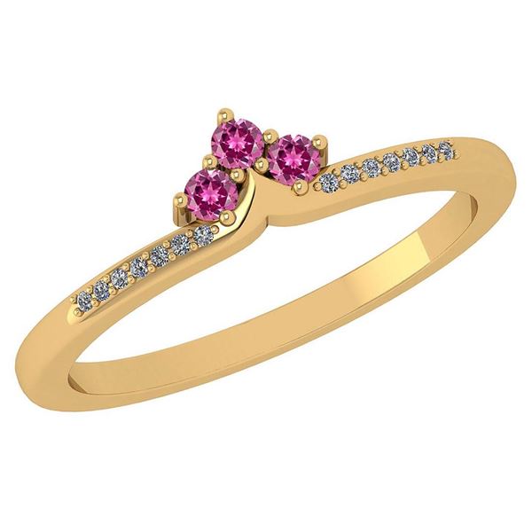 Certified 0.13 Ctw Pink Tourmaline And Diamond 14k Yell
