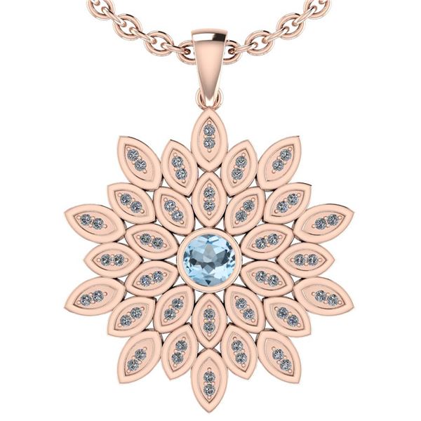 Certified 0.80 Ctw Blue Topaz And Diamond SI1/SI2 14K R