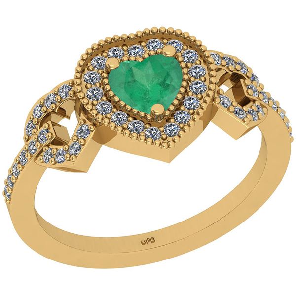 Certified 0.82 Ctw SI2/I1 Emerald And Diamond 14K Yello