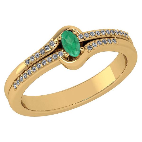 Certified 0.29 Ctw Emerald And Diamond 14k Yellow Gold