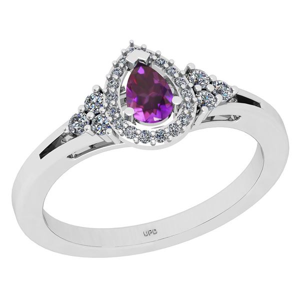 Certified 1.27 Ctw I2/I3 Amethyst And Diamond 10K White