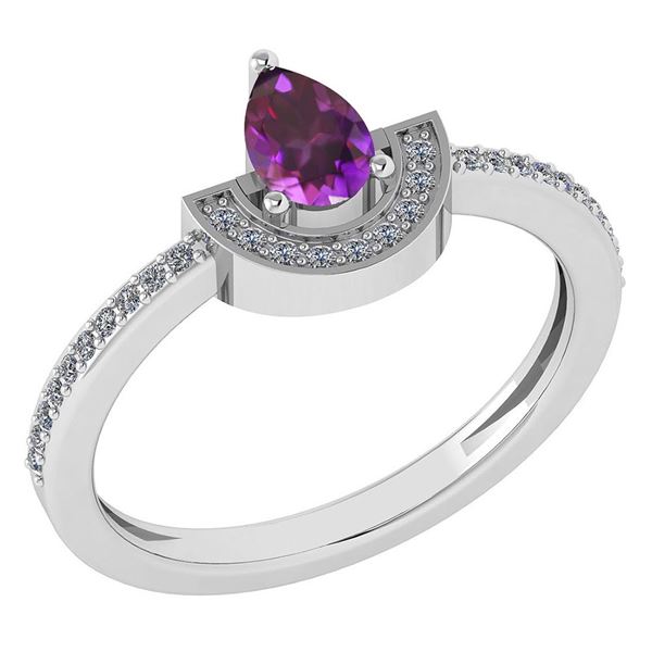 Certified 0.64 Ctw Amethyst And Diamond 18k White Gold