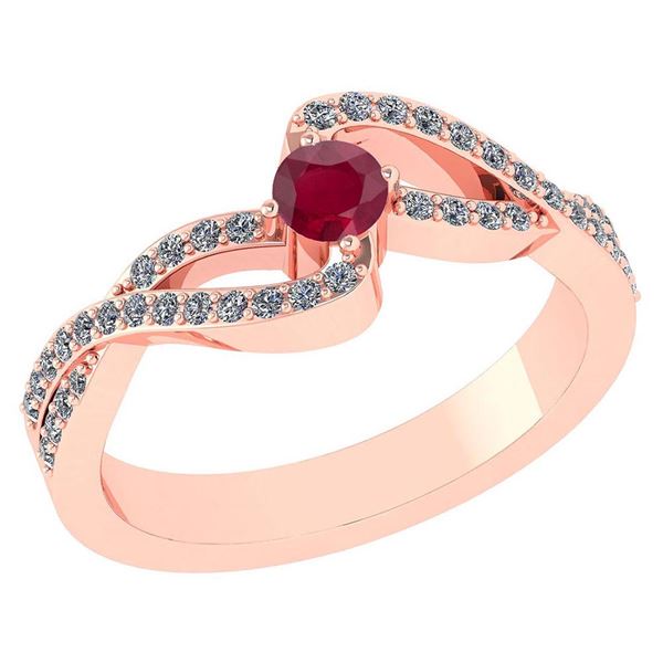 Certified 0.61 Ctw Ruby And Diamond 18K Rose Gold Halo