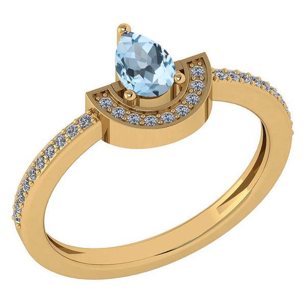 Certified 0.64 Ctw Aquamarine And Diamond 14k Yellow Go