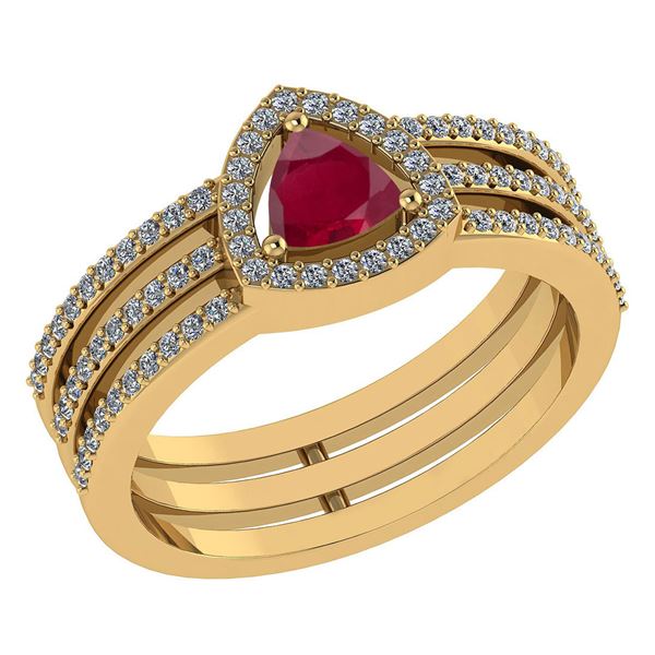 Certified 0.91 Ctw Ruby And Diamond 14k Rose Gold Halo