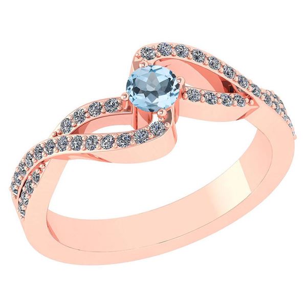 Certified 0.61 Ctw Aquamarine And Diamond 18K Rose Gold