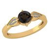 Image 1 : Certified 1.12 Ctw Smoky Quarzt And Diamond 14k Yellow