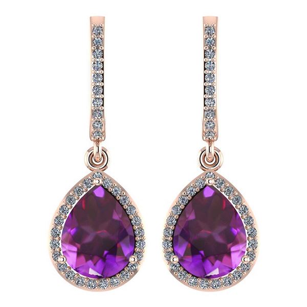 Certified 4.35 Ctw Amethyst And Diamond Wedding/Engagem