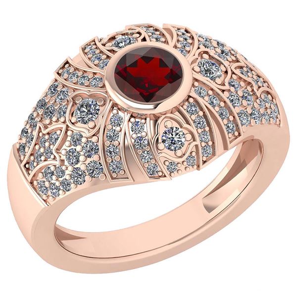 Certified 1.04 Ctw Garnet And Diamond VS/SI1 Ring 14K R