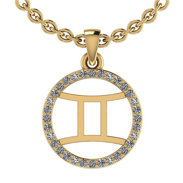 Certified 0.12 Ctw SI2/I1 Diamond 14K Yellow Gold Zodia