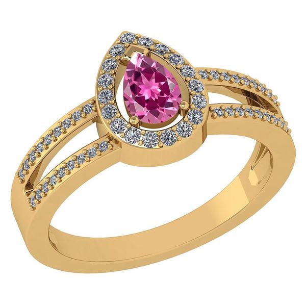 Certified 0.74 CTW Pink Tourmaline And Diamond 14k Yell