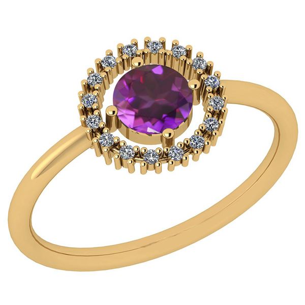 Certified 0.77 Ctw Amethyst And Diamond SI1/SI2 14K Yel