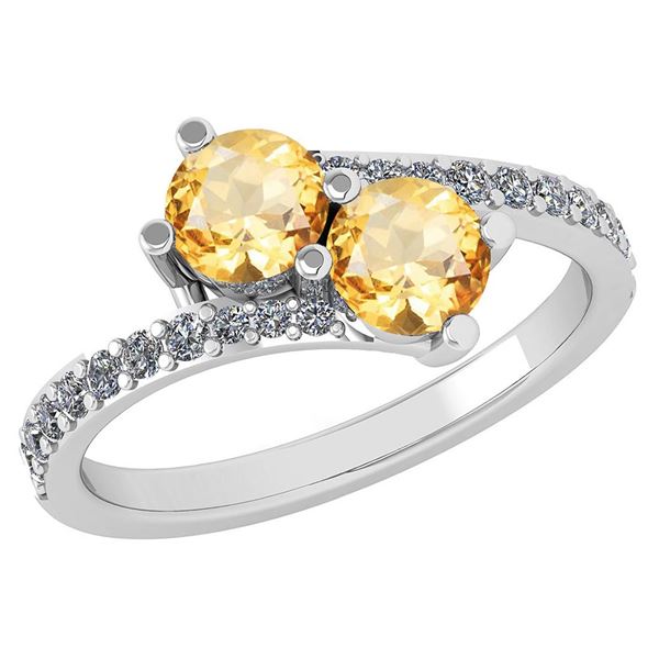 Certified 1.14 Ctw Citrine And Diamond VS/SI1 2 Stone R