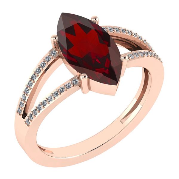 Certified 2.20 Ctw Garnet And Diamond VS/SI1 Ring 14K R