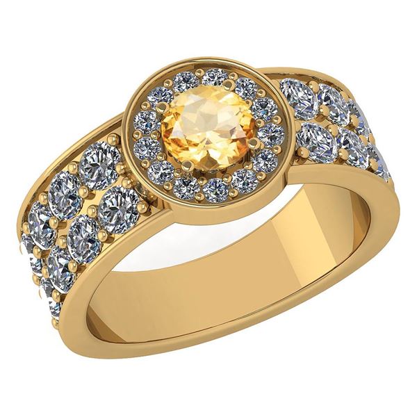 Certified 1.92 Ctw Citrine And Diamond VS/SI1 14K Yello