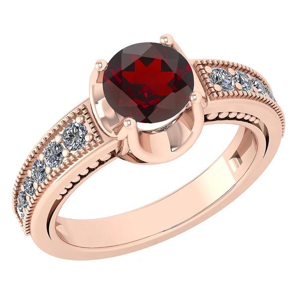 Certified 1.48 Ctw Garnet And Diamond Wedding/Engagemen