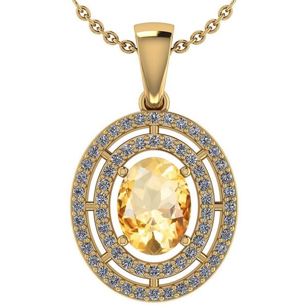 Certified 1.56 Ctw Citrine And Diamond 18K Yellow Gold