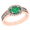 Image 1 : Certified 1.05 Ctw I2/I3 Emerald And Diamond 14K Rose G