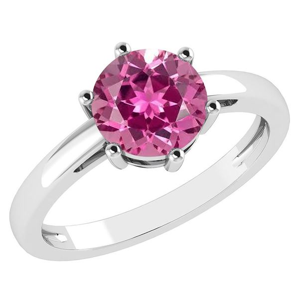 Certified 2.00Ctw Genuine Pink Tourmaline 14k White Gol