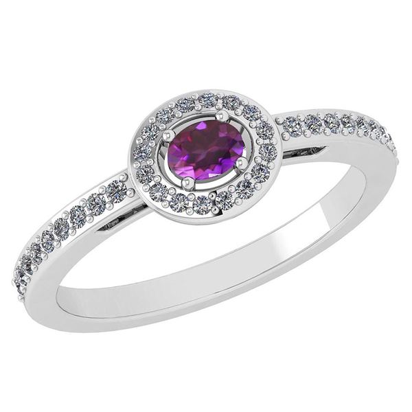 Certified 0.29 Ctw Amethyst And Diamond 14k White Gold