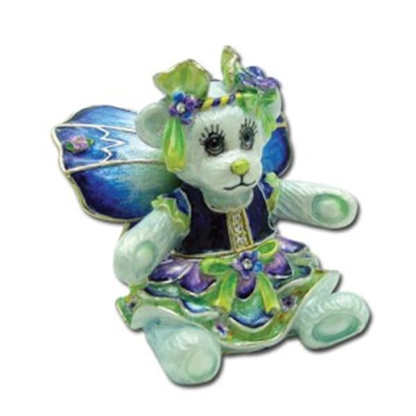 FLOWER BEAR PANSY JEWELED BOX