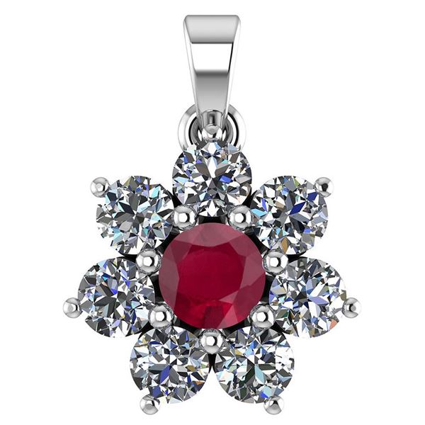 Certified 0.93 Ctw Ruby And Diamond Platinum Halo Penda