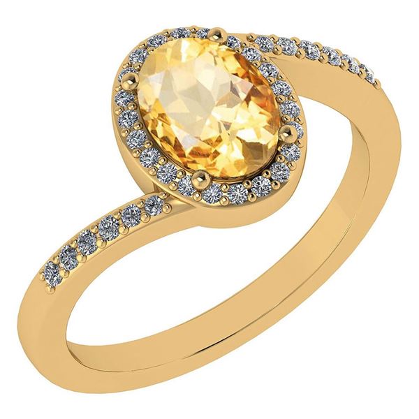 Certified 1.44 Ctw Citrine And Diamond 14k Yellow Gold