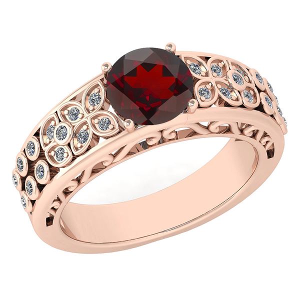 Certified 1.42 Ctw Garnet And Diamond Wedding/Engagemen