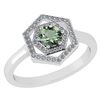Image 1 : Certified 0.69 Ctw Green Amethyst And Diamond 14k White