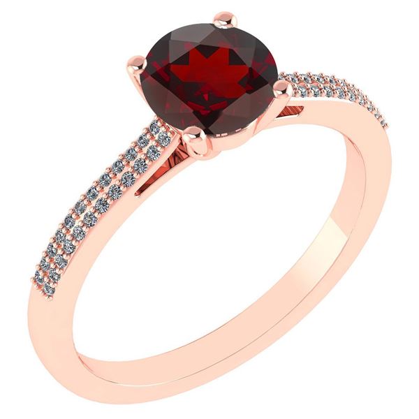 Certified 1.37 Ctw Garnet And Diamond 14k Rose Gold Hal