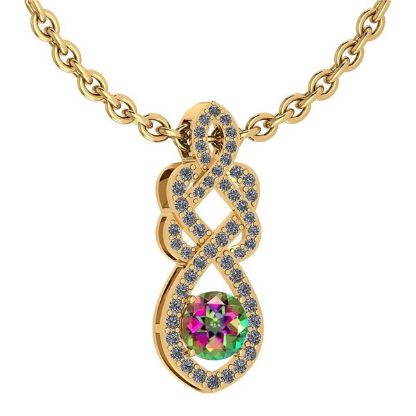 Certified 1.26 Ctw Mystic Topaz And Diamond VS/SI1 Neck