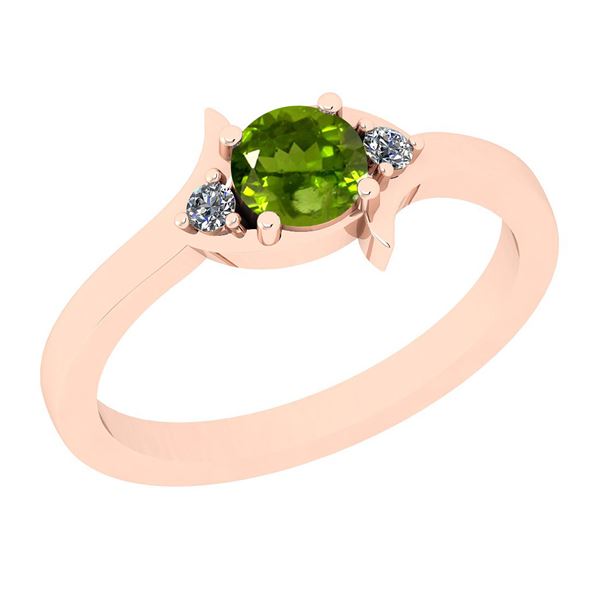 Certified 0.56 Ctw I2/I3 Peridot And Diamond 10K Rose G