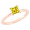 Image 1 : Certified 0.75 Ctw Princess Cut Fancy Yellow Diamond 18
