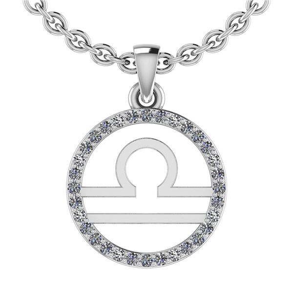 Certified 0.14 Ctw SI2/I1 Diamond 14K White Gold Zodiac