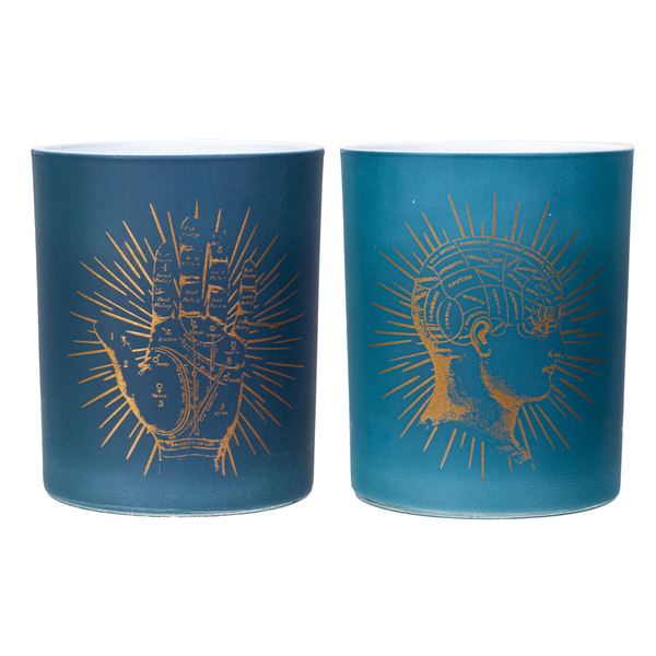 PHRENOLOGY AND PALMISTRY CANDLE 2PC SET