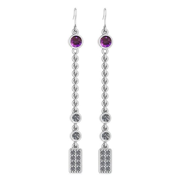 Certified 1.13 Ctw Amethyst And Diamond VS/SI1 Earrings