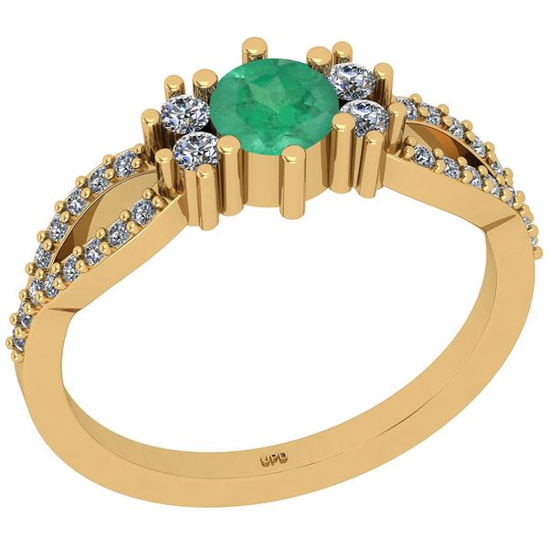 Certified 0.79 Ctw SI2/I1 Emerald And Diamond 14K Yello