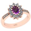 Certified 1.23 Ctw I2/I3 Amethyst And Diamond 10K Rose