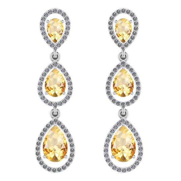 Certified 7.31 Ctw Citrine And Diamond VS/SI1 Dangling