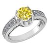Certified 1.48 Ctw Treated Fancy Yellow Diamond And Dia