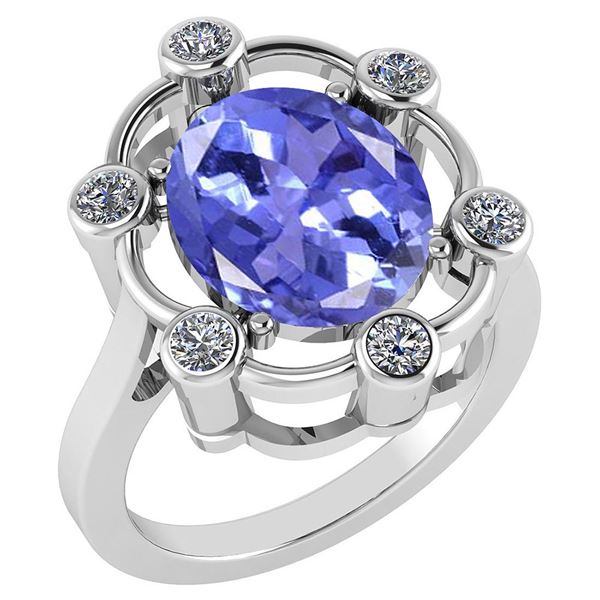 Certified 5.83 Ctw Tanzanite And Diamond VS/SI1 Halo Ri